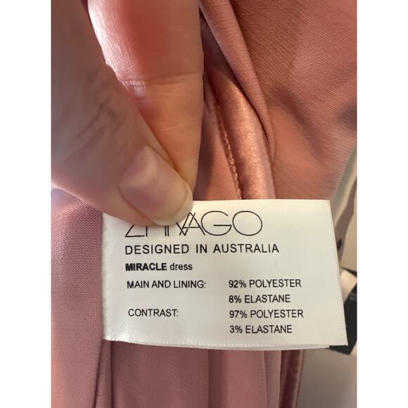 Zhivago NWT Pink Miracle Satin Halter Midi Dress Size 8 Bodycon Cocktail Evening - Picture 8 of 12